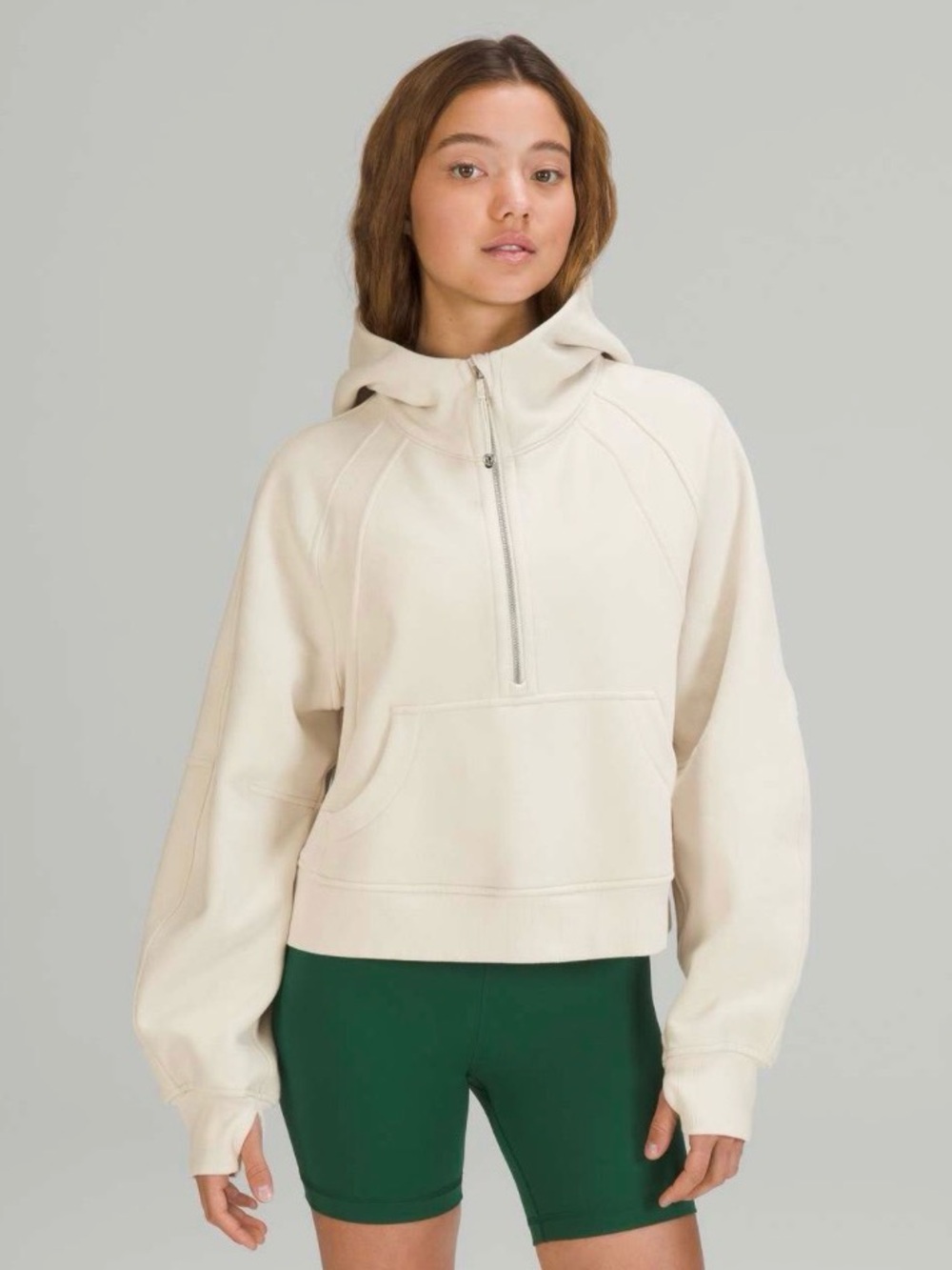 Scuba Oversized Half-Zip Hoodie in White Opal
